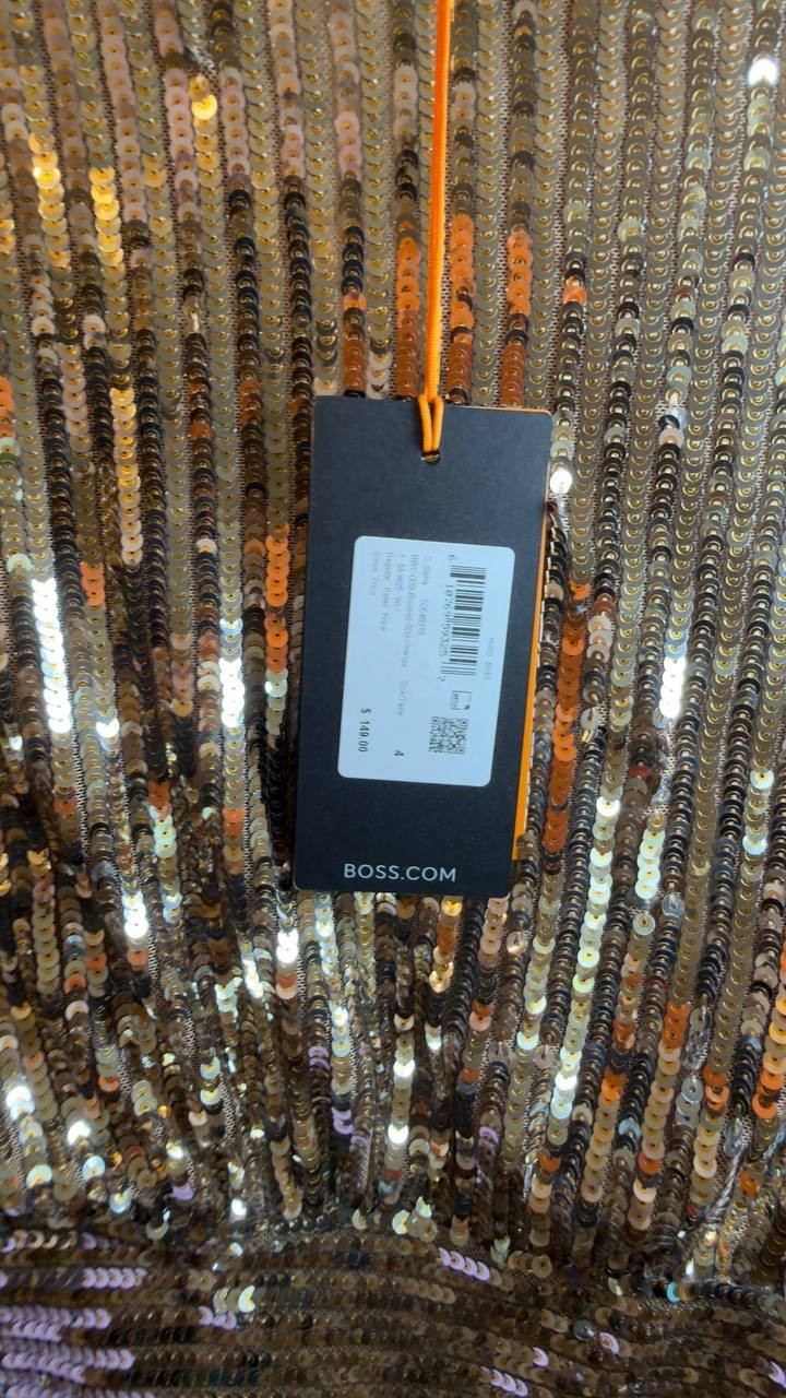 BOSS Illana Sequin Crop Top Orge Size 4 NWT $149