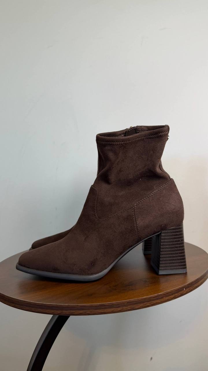 Anne Klein Paidge Block Heel Dress Booties Dark Brown 6.5M Man‑Made $119 NWB