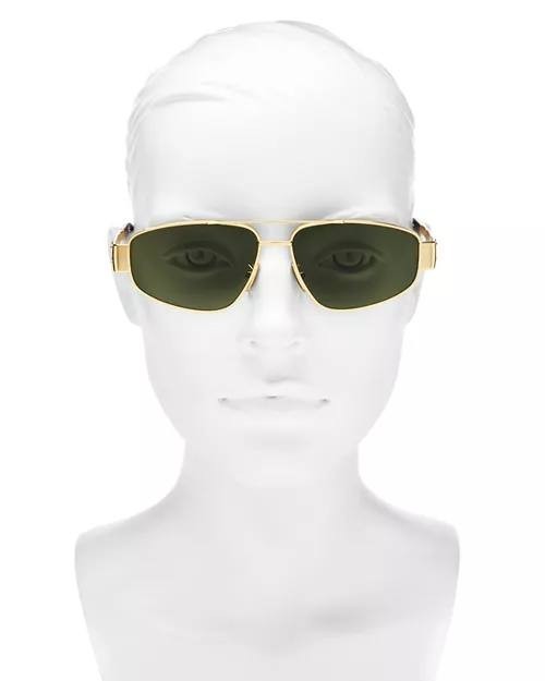 Celine  Metal  Triomphe  CL40281U  Gold/Green  Sunglasses  OS  NWT  $550