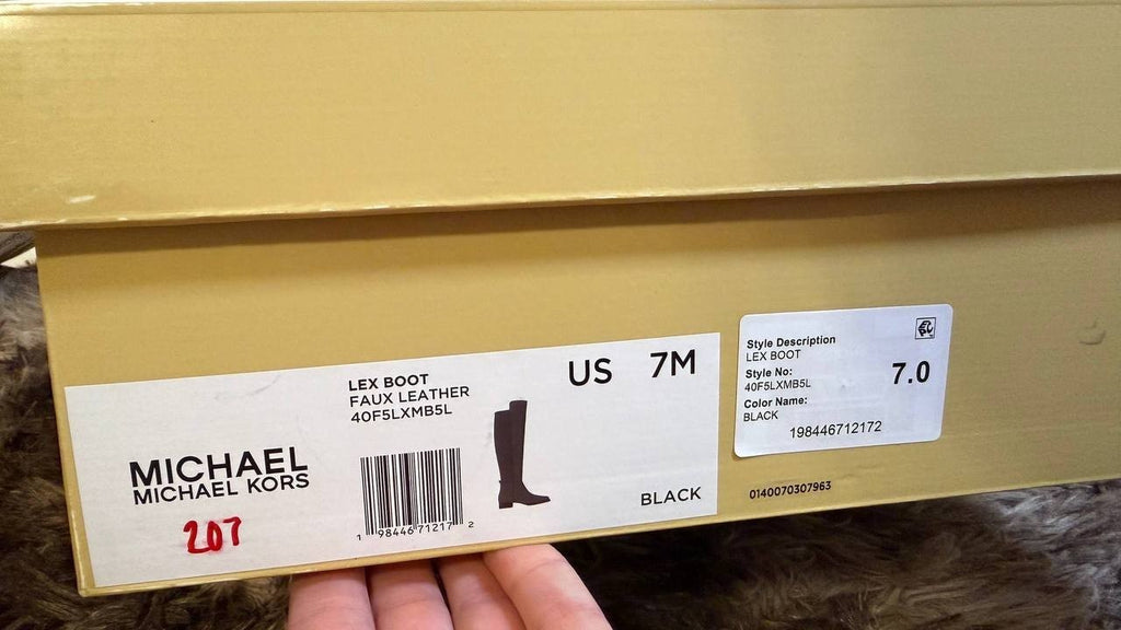 Michael Kors Lex Boots 7M Black Man‑Made Knee‑High Designer Style NIB msrp$246