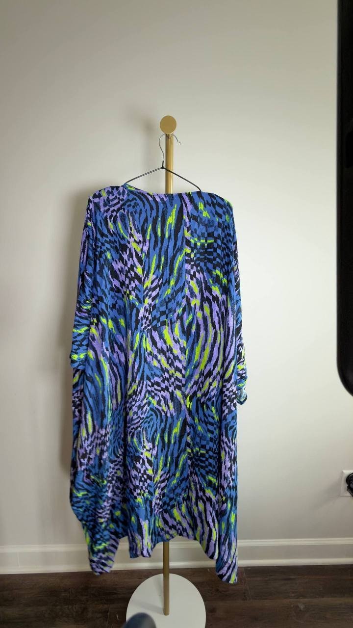 Nina Parker Trendy Plus Size Printed Kimono Abstract Animal 3X/4X NWT $99
