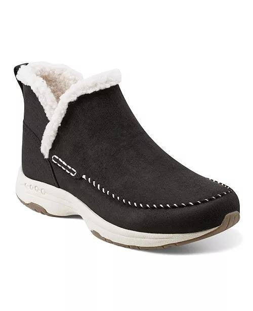 Easy Spirit Tuva Women’s Cozy Pull‑On Boots Black 8.5W Faux Suede $95 NWB