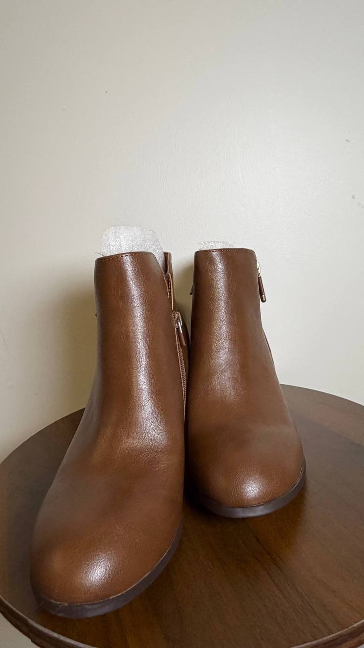 Style & Co Ankle Booties 9M Cognac Man‑Made New (No Box) MSRP $80