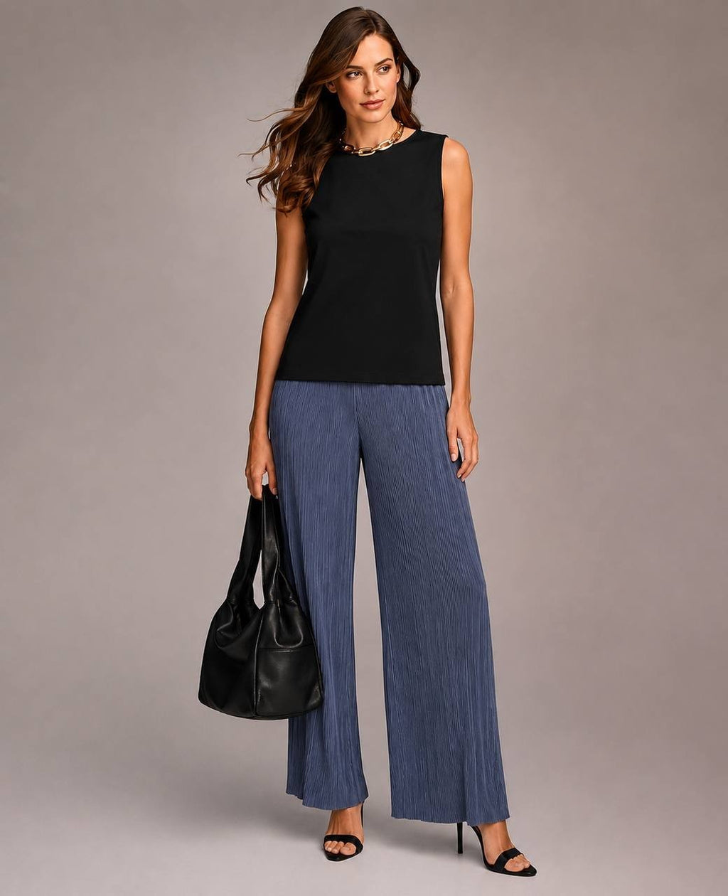 Donna Karan New York Blue Pull-On Pleated Wide-Leg Pants Size M NWT $99