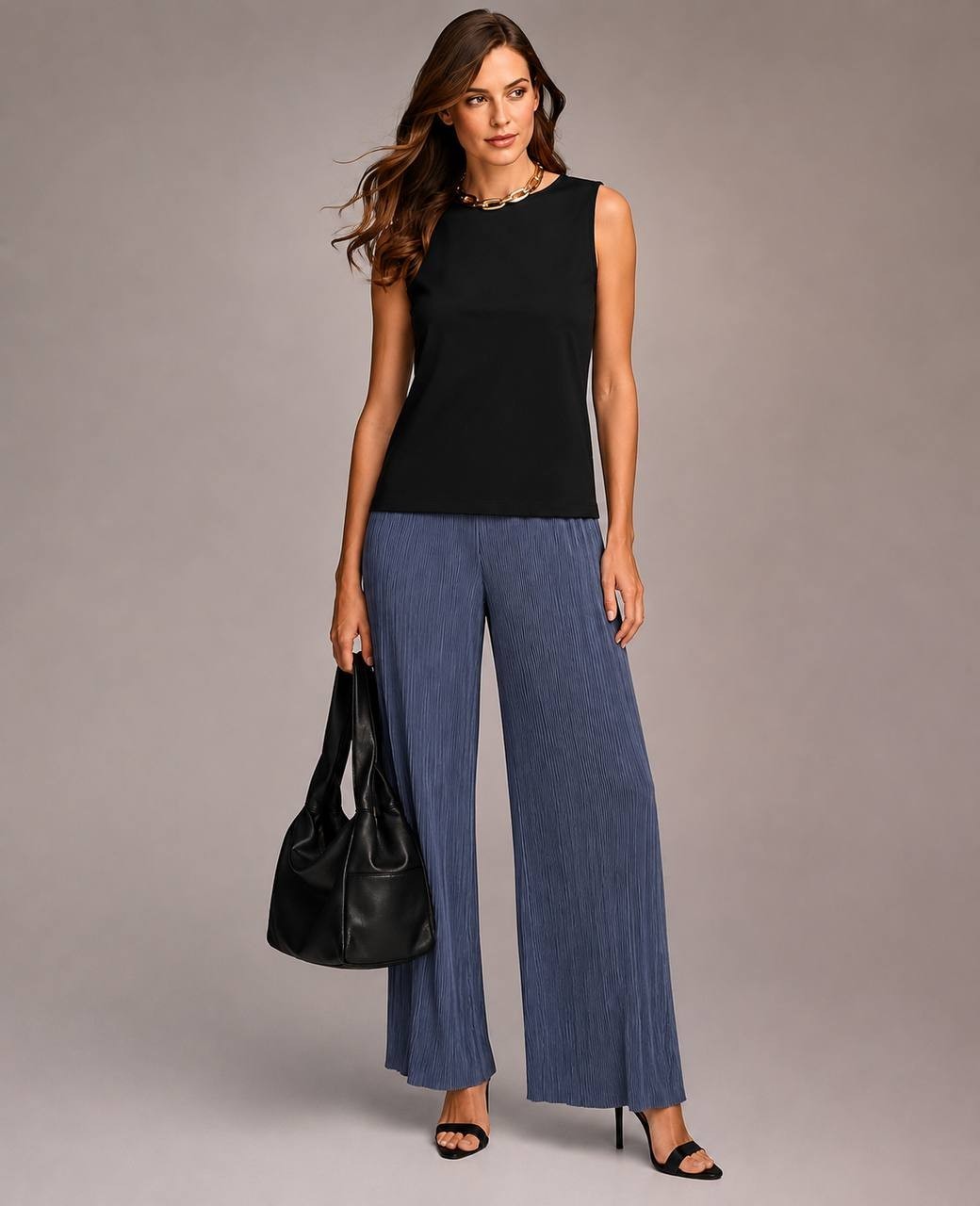 Donna Karan New York Blue Pull-On Pleated Wide-Leg Pants Size M NWT $99