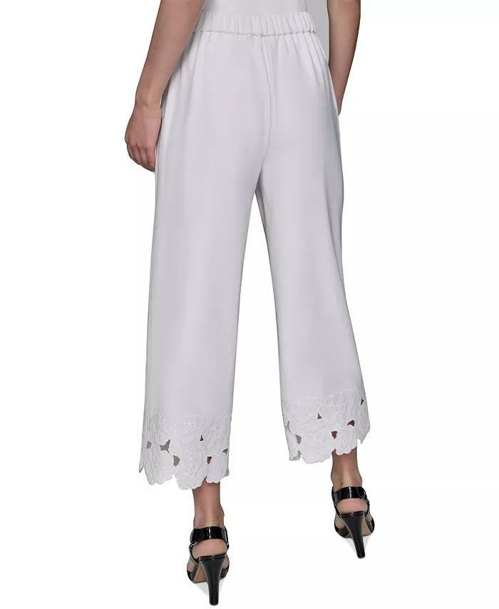 Karl Lagerfeld Paris  Floral-Hem Pull-On Pants Soft White 12 NWOT $229