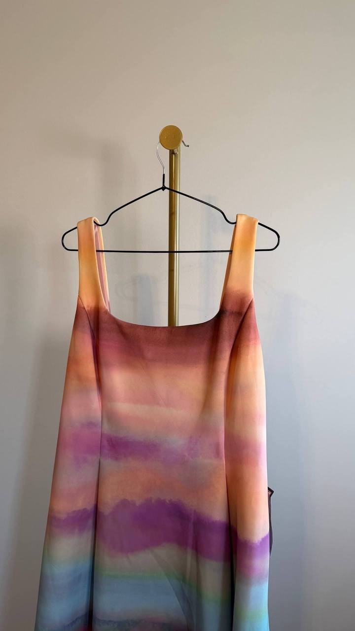 Vince Camuto Women’s Scoop‑Neck Fit & Flare Scuba Midi Dress Multi 16 $168 NWT