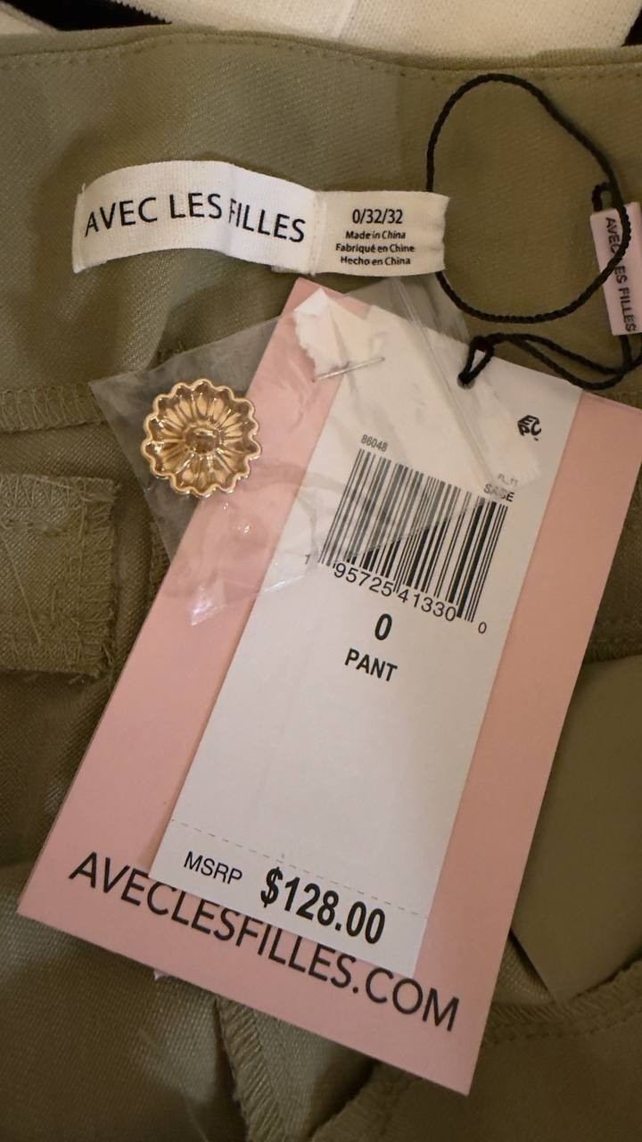 Avec Les Filles Women’s Slim Fit Pant Sage Size 0 NWT $128