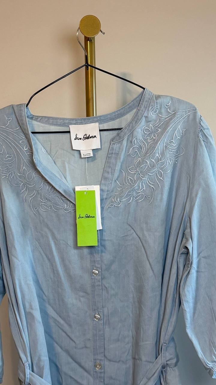 Sam Edelman Laine Shirtdress Light Blue XL NWT $149