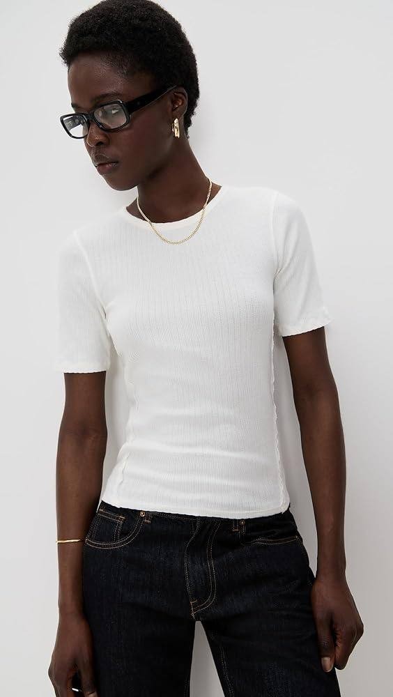 Free People Picture You Tee S Ivory Short Sleeve Stretch Cotton NWT