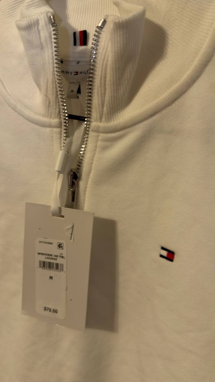 Tommy Hilfiger Women’s Half‑Zip Sweatshirt Ecru M NWT $79.50