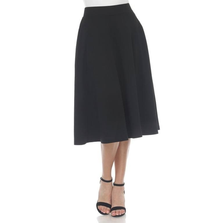 White Mark Flared Midi Skirt – Size 1XL – NWT – Black High-Waisted Stretch Knit