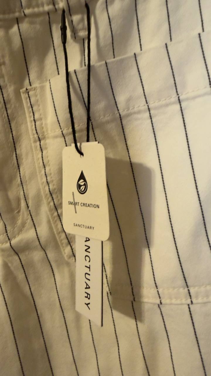 Sanctuary The Marine Mid‑Rise Crop Pants Bleached White Stripe 28 NWT $129