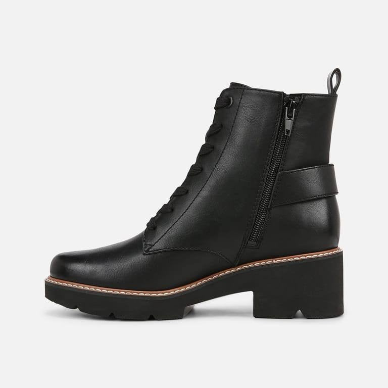 Naturalizer Cabaret Ankle Bootie Black 6W Faux Leather Lug Sole $159 NWB