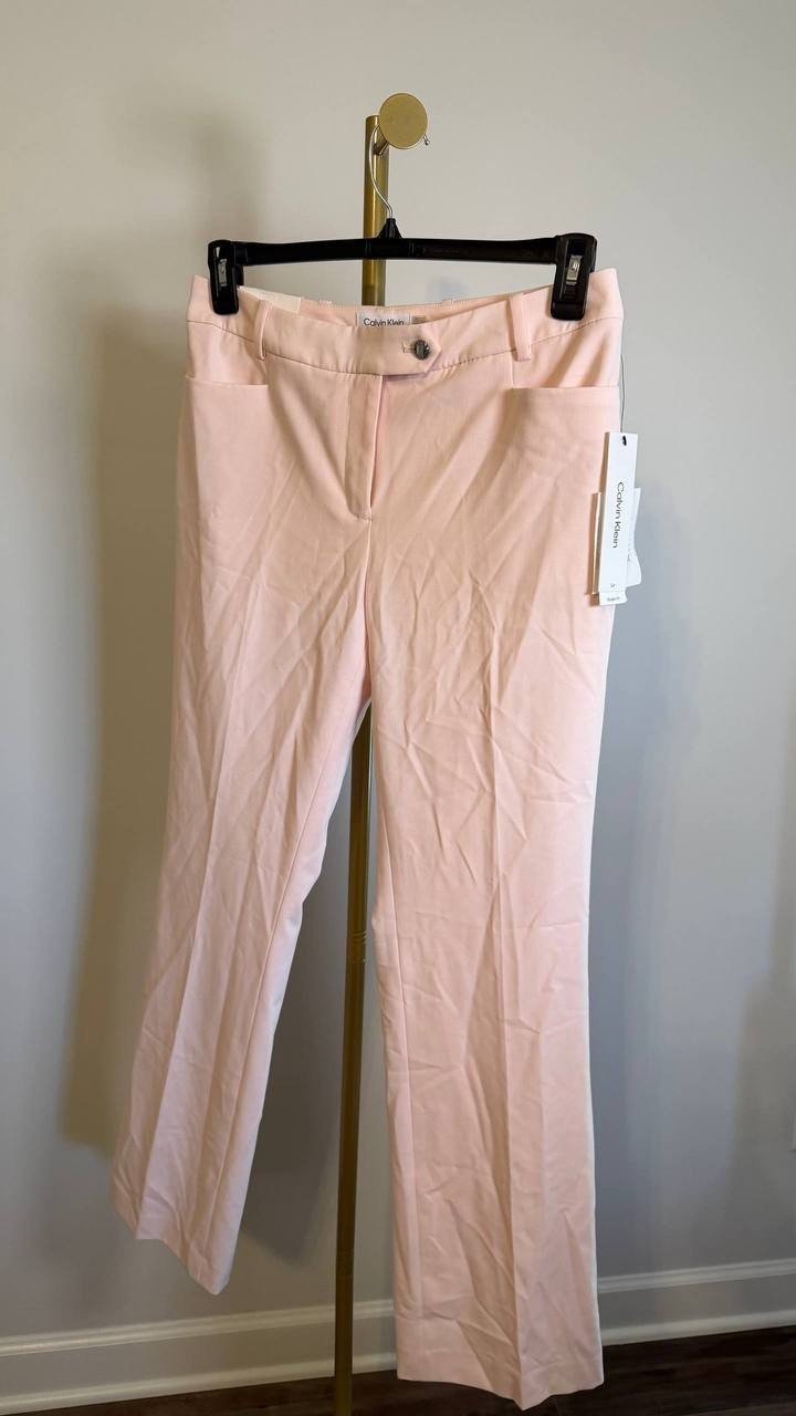 Calvin Klein Modern-Fit Straight-Leg Pants Pale Pink 6 $89 NWT