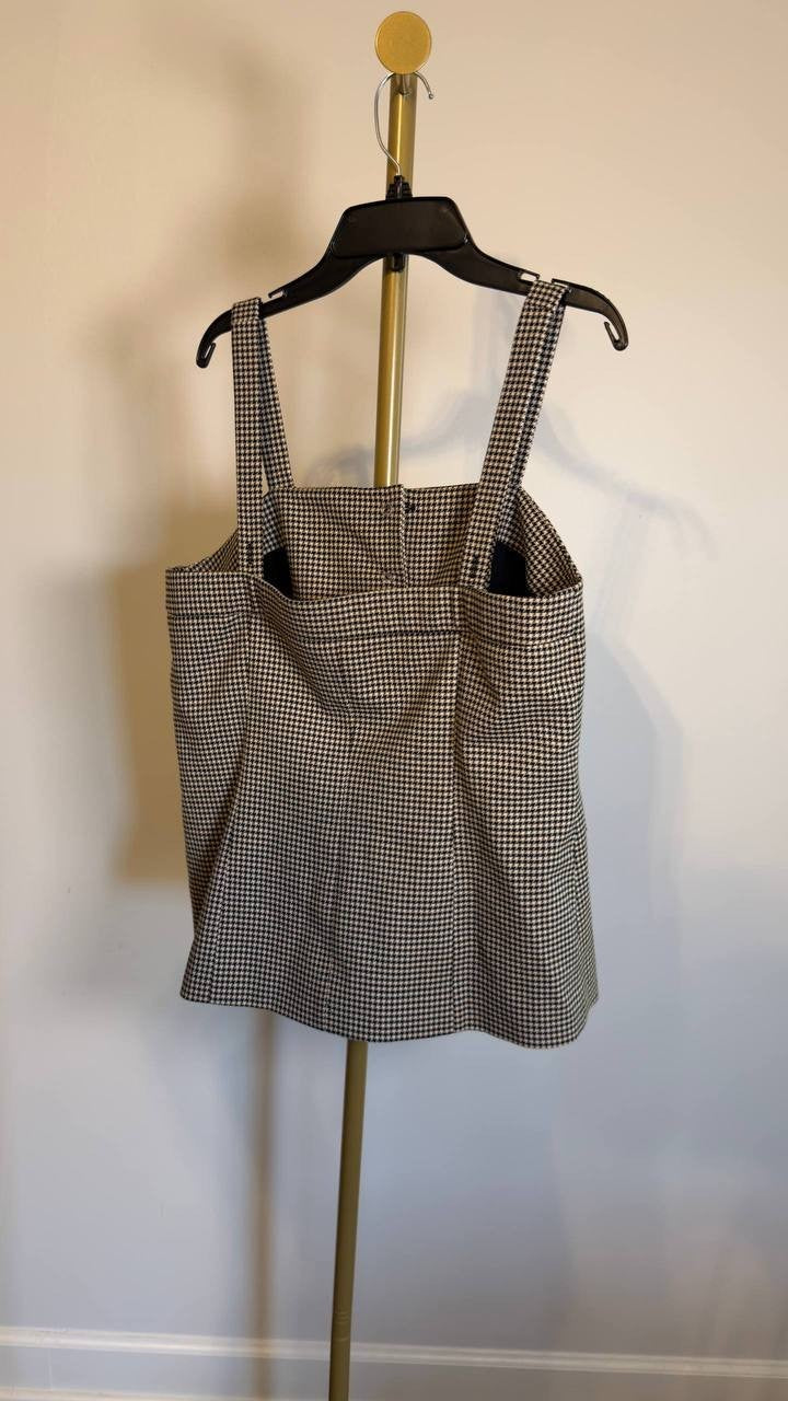 Anne Klein Square‑Neck Button‑Front Vest Houndstooth Multi 14 NWT $129