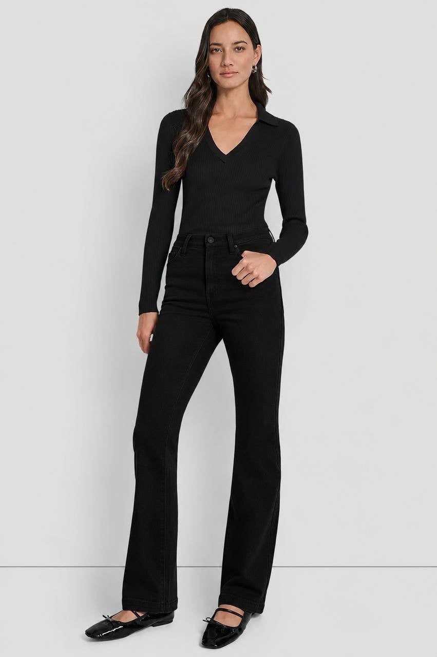 DKNY Jeans Williamsburg High‑Rise Flare Tarmac 25 NWT $79