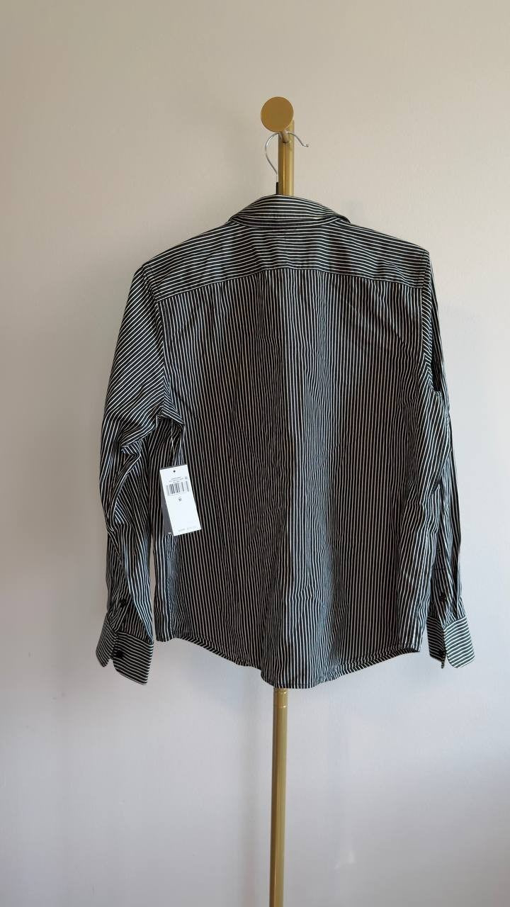 Lauren Ralph Lauren Classic Striped Cotton Shirt Black/White M NWT $125