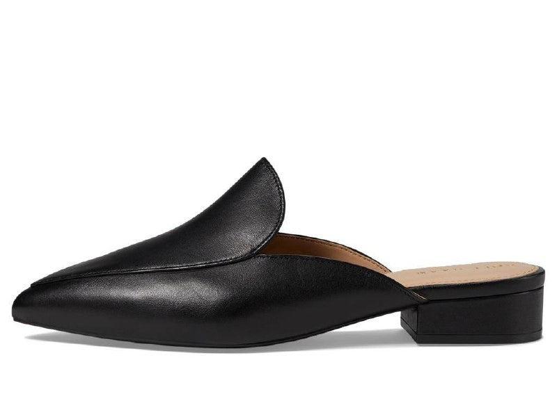 Cole Haan Piper Mules 7.5B Black Leather Slip‑On Almond Square Toe NIB msrp$155