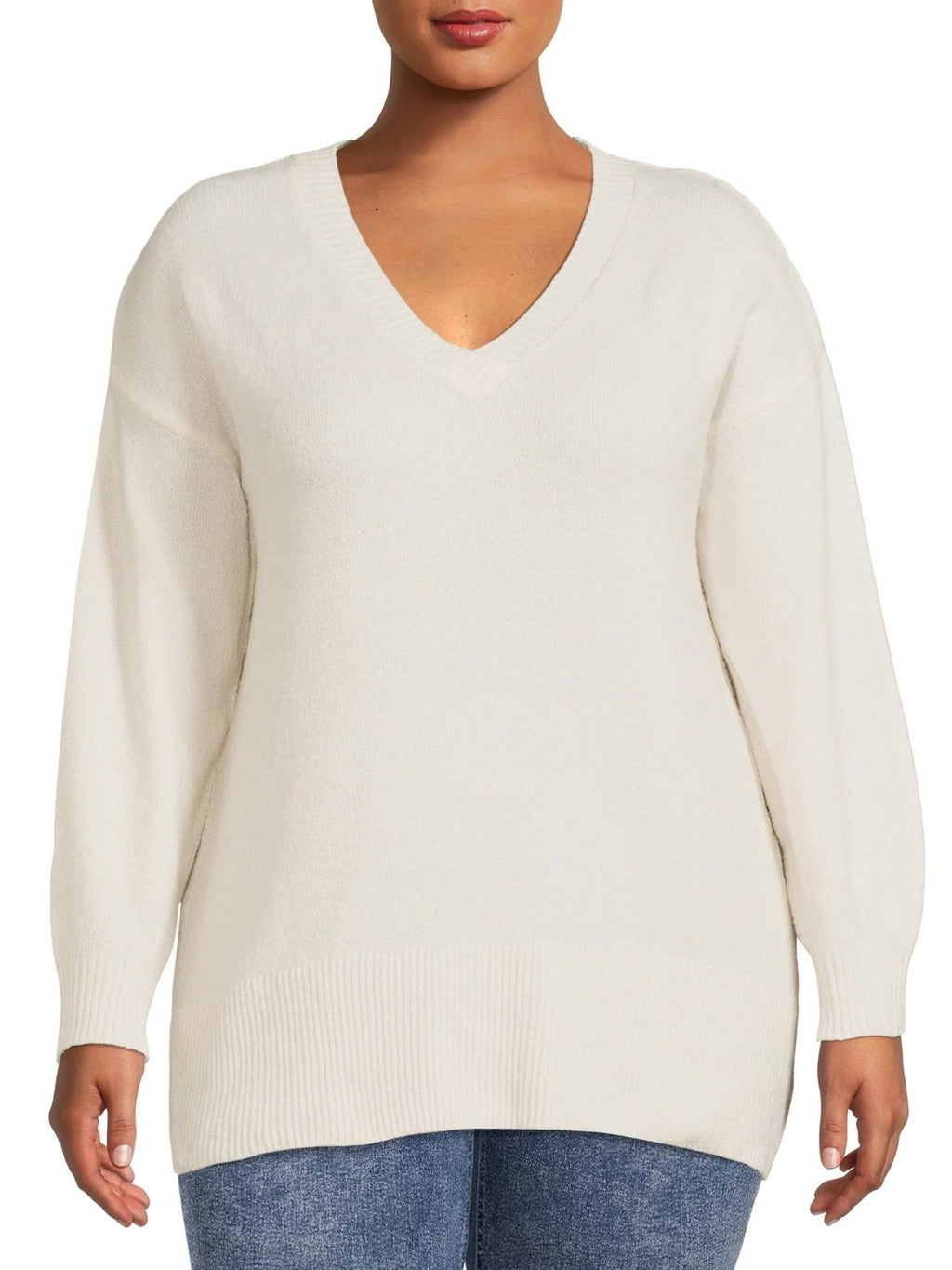 Lands’ End 100% Cotton V-Neck Sweater– Light beige – Size XL – NWOT