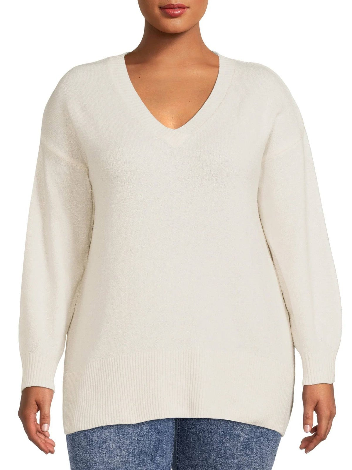 Lands’ End 100% Cotton V-Neck Sweater– Light beige – Size XL – NWOT