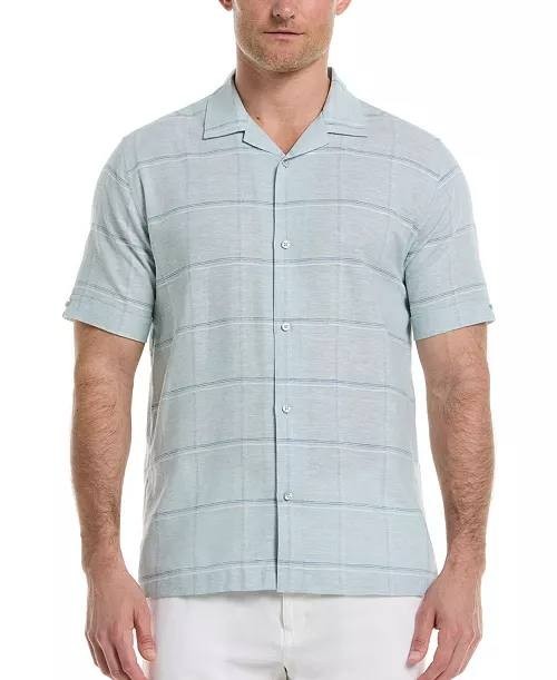 Cubavera Men’s Classic‑Fit Windowpane Linen Blend Camp Shirt S/CH $80 NWT