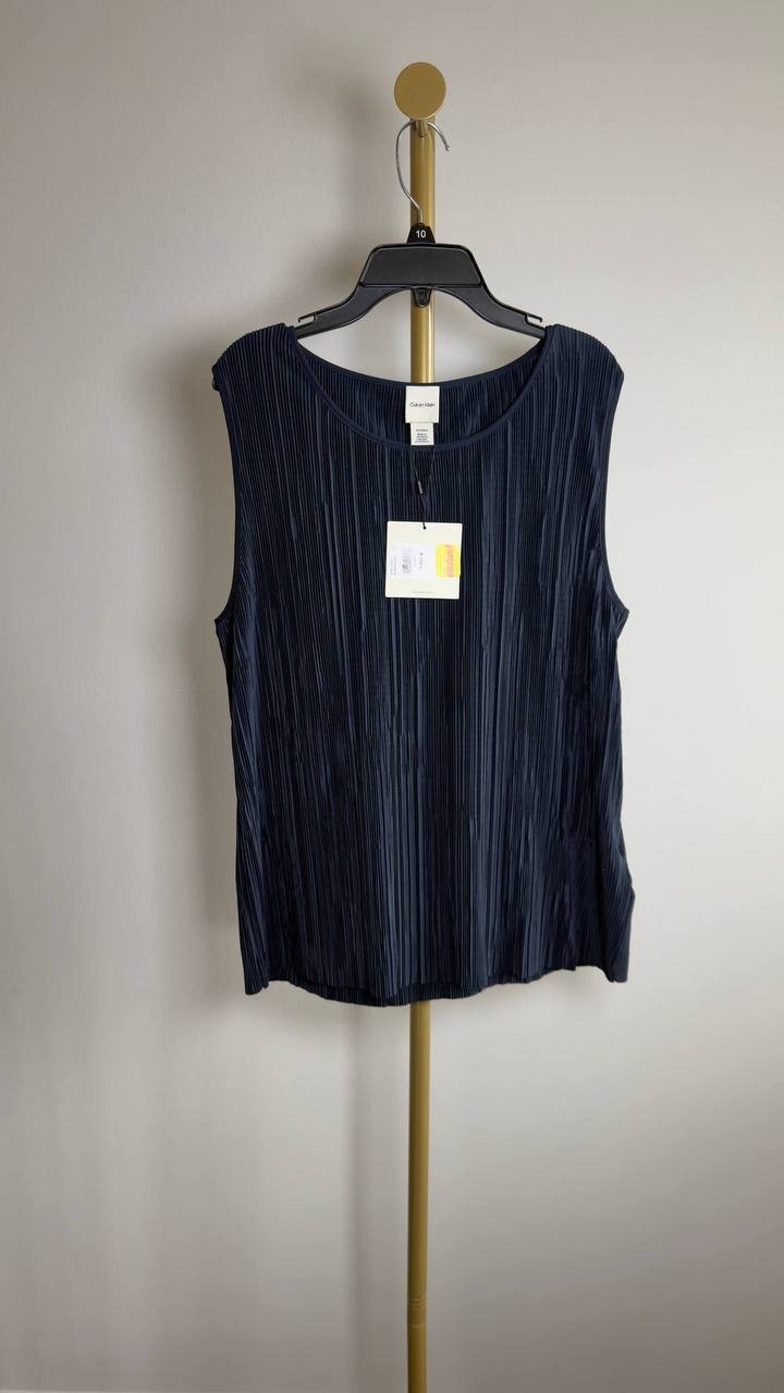 Calvin Klein Plissé Sleeveless Tank Top Sky Captain XL NWT $79