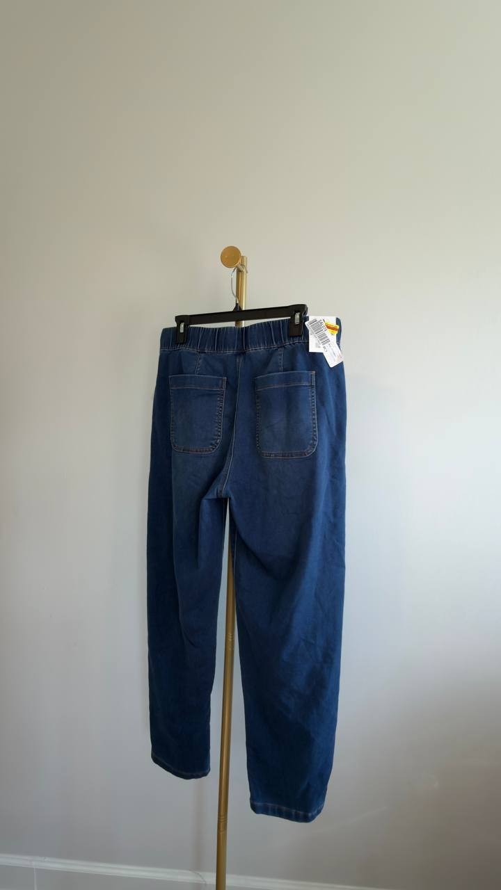 Gloria Vanderbilt Knitology Anya Drawstring Straight Leg Jeans L NWT $52