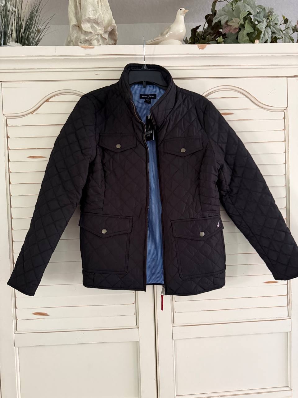 Nautica Quilted Zip-Up Jacket – Black, Size M