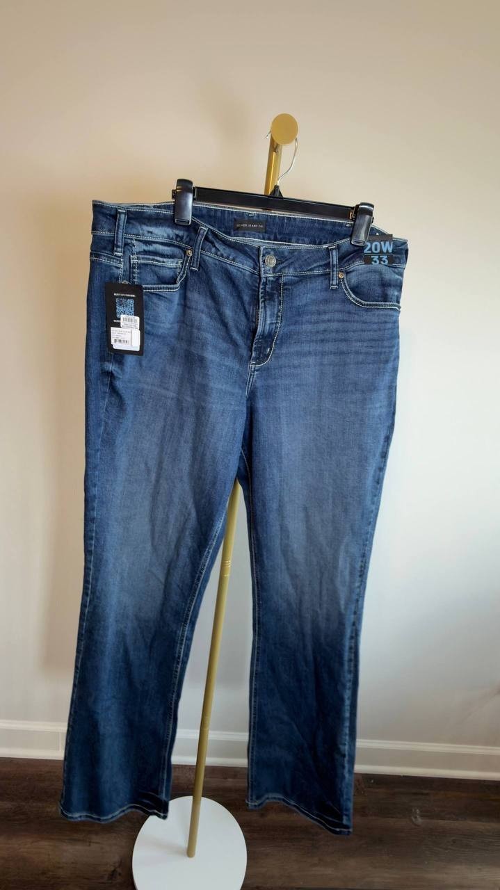 Silver Jeans Suki Mid Rise Slim Bootcut Jeans Plus Size Indigo 20W NWT $88