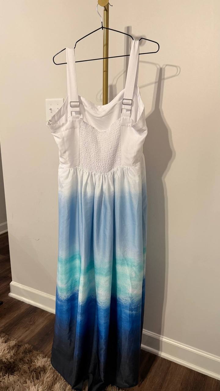 DKNY Maxi Dress Sleeveless Satin Printed Pink XL NWT MSRP $149