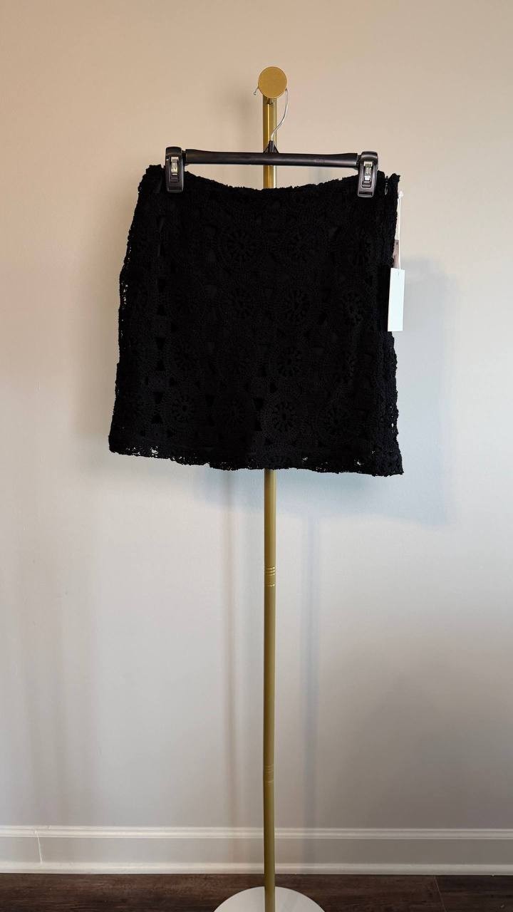 Parker Circle Lace Crochet Mini Skirt Reach Black 6 NWT $99
