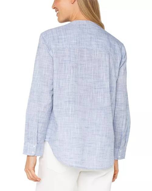 Liverpool Los Angeles Long‑Sleeve Button‑Front Woven Top – Size M – NWT – $98
