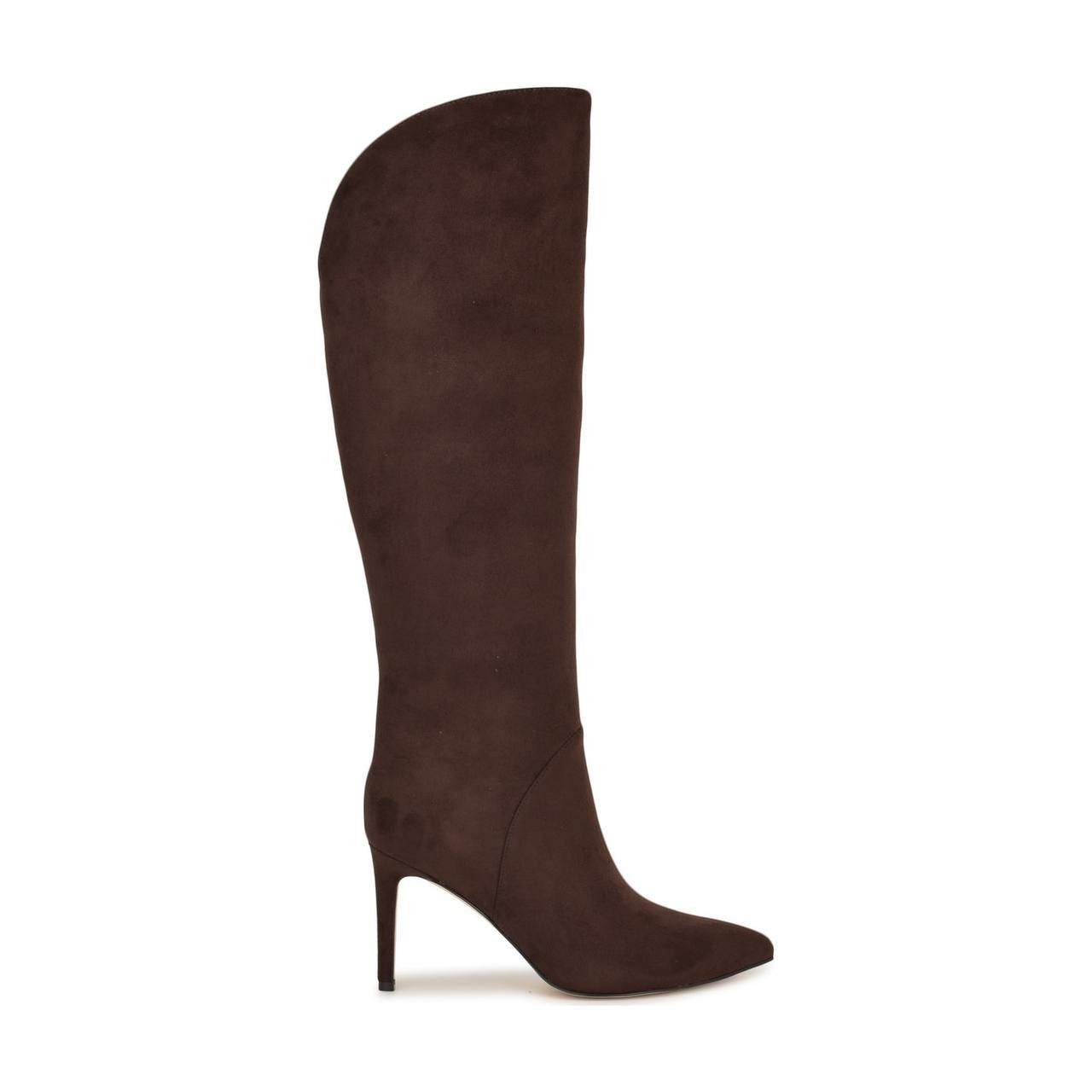 Nine West Razla Knee High Boots Dark Brown 6.5M Faux Suede Stiletto $189 NWB
