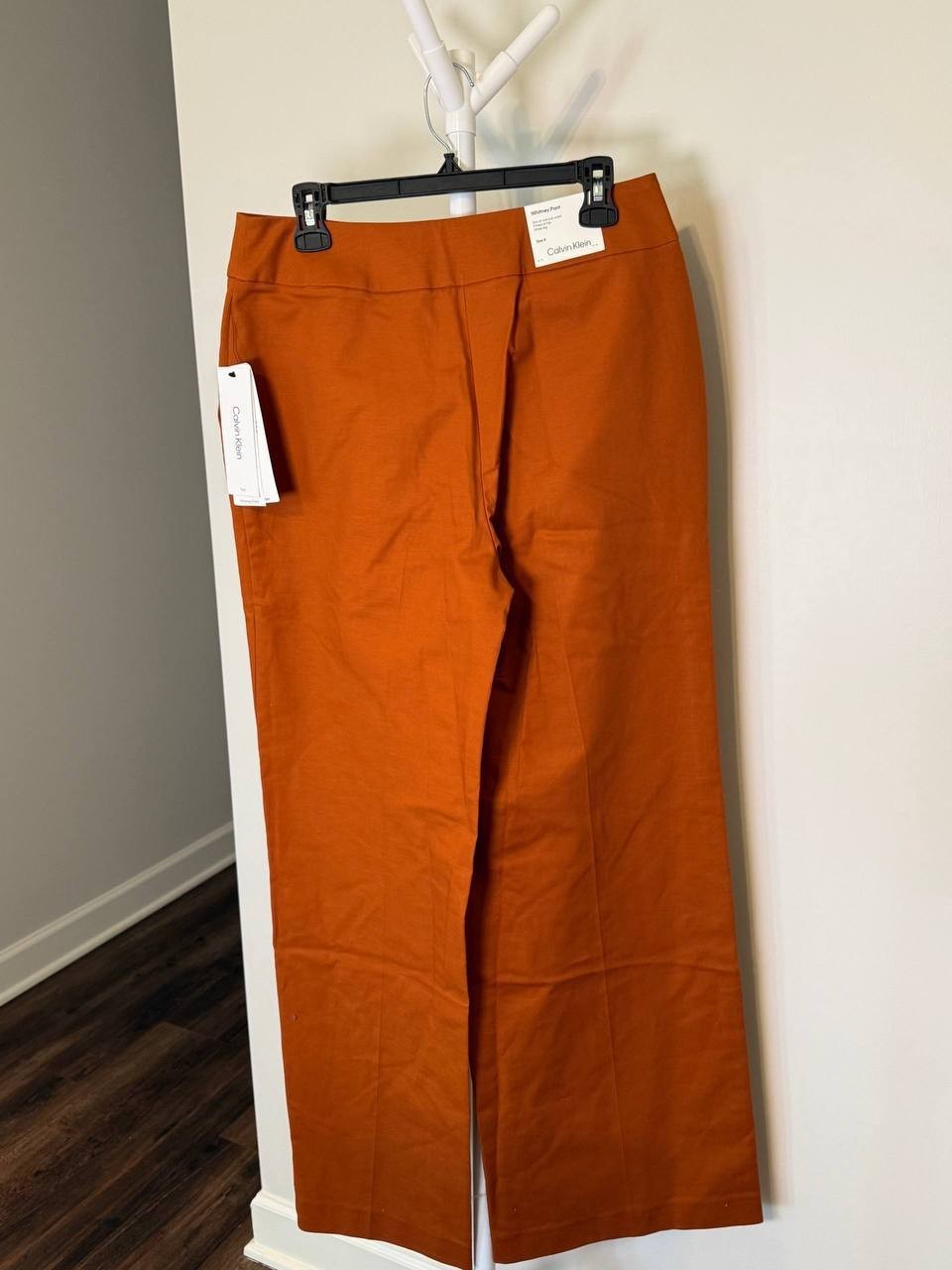 Calvin Klein Wide‑Leg Cotton‑Blend Pants – Orange-Size 8 – NWT – $109