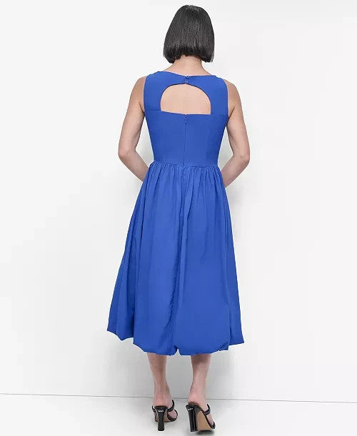 DKNY Sleeveless Boat-Neck Midi Dress – Blue, Size 4