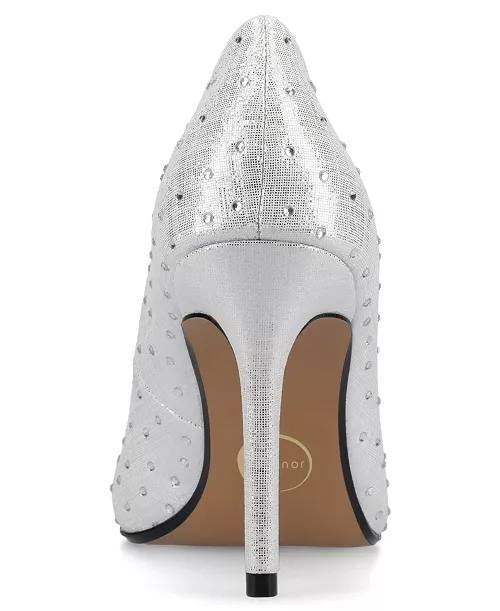 Journee Collection Venus Pointed Toe Pumps Silver 9.5M Polyurethane $93 NWB