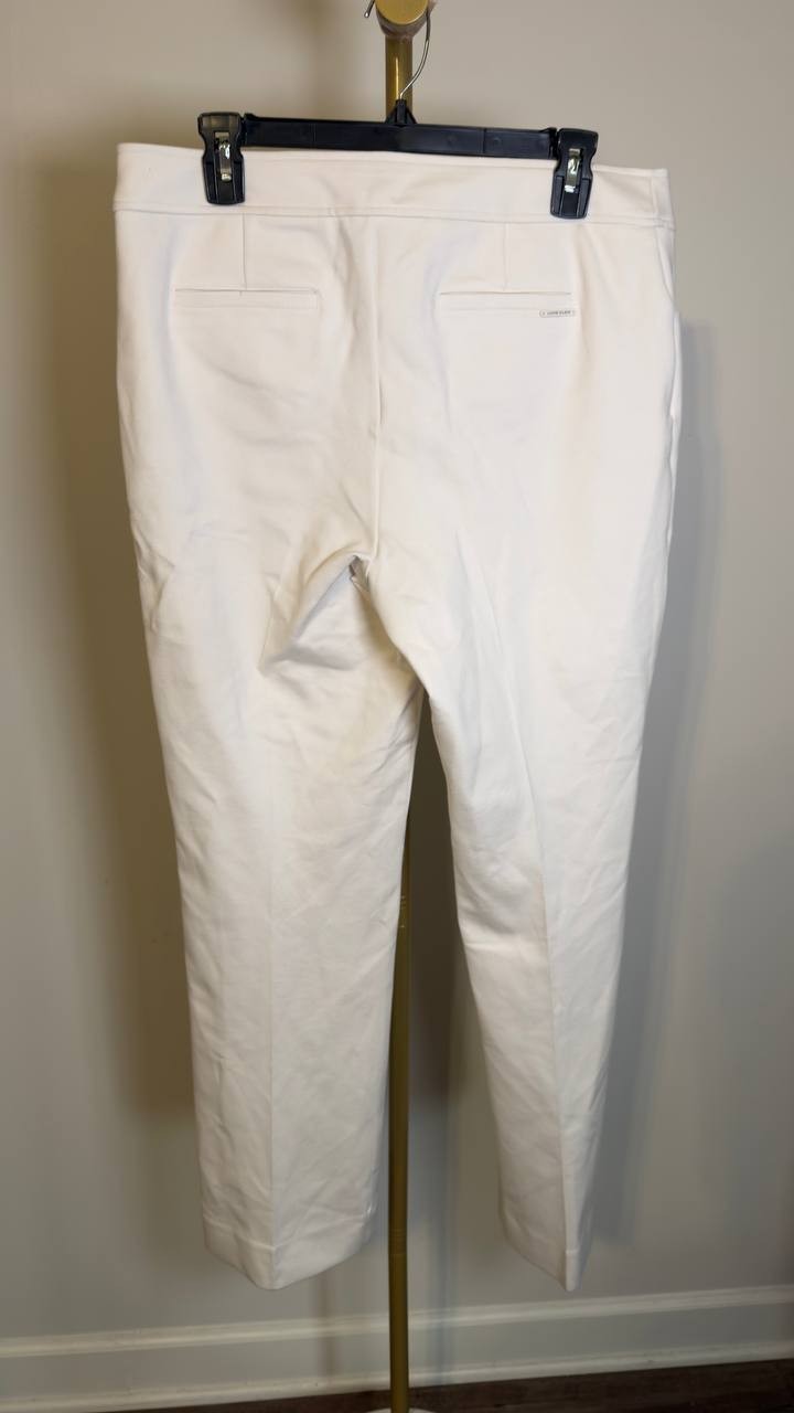 Anne Klein Women’s Flat Front Straight‑Leg Pants White Dove 10 NWOT $89