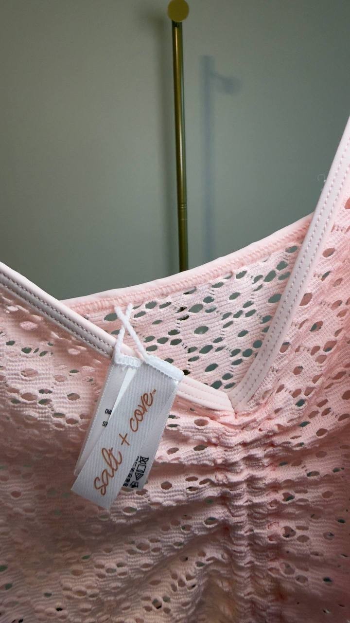 Salt + Cove Medallion Crochet Romper Cover‑Up Pink Blush L NWT $24.99