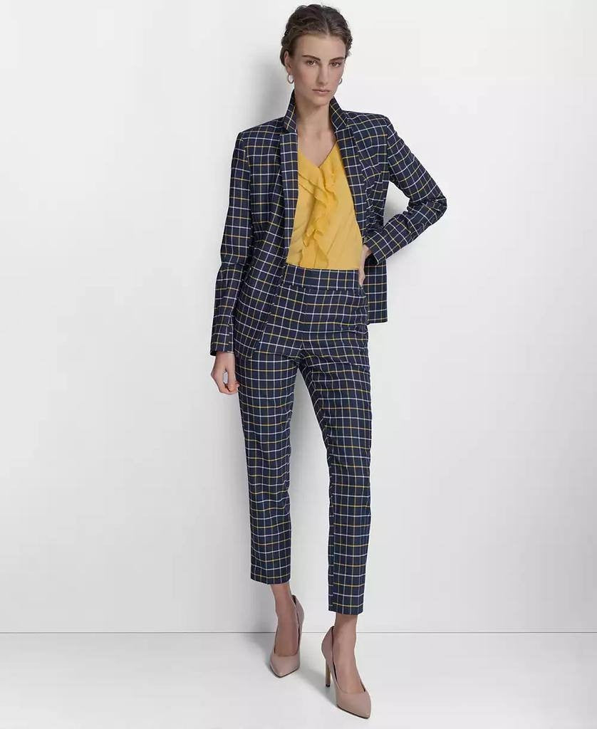 Tommy Hilfiger Plaid Slim‑Fit Single‑Button Blazer Navy Multi 8 NWT $159