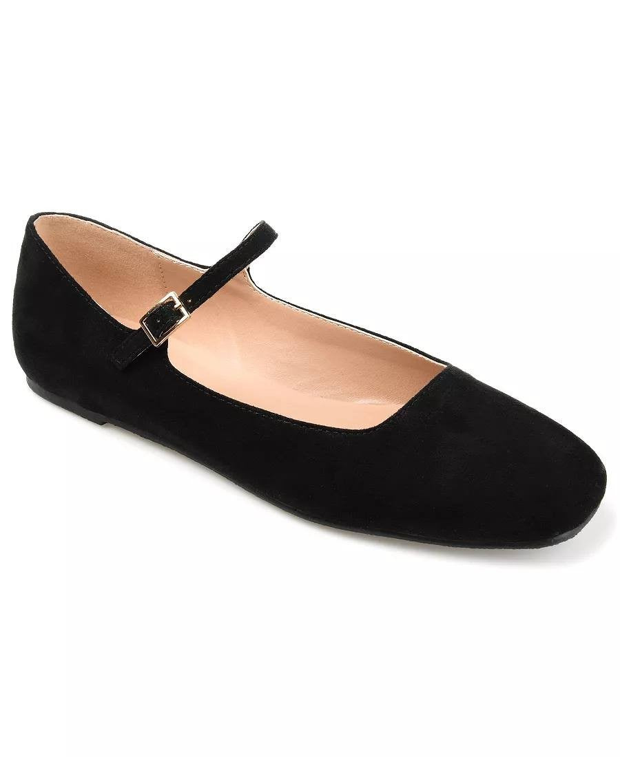 Journee Collection Carrie Flats 7.5M Black PU Mary Jane NIB msrp$71.99