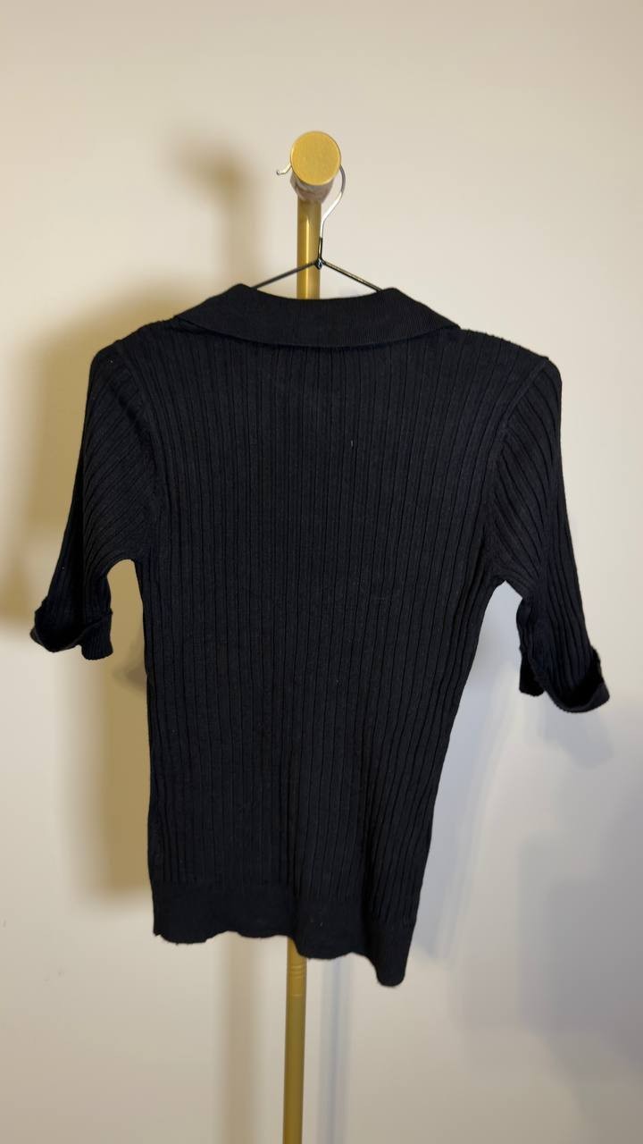 Belldini Black Label Ribbed Zip Mock Neck Sweater Black S/P NWT $75