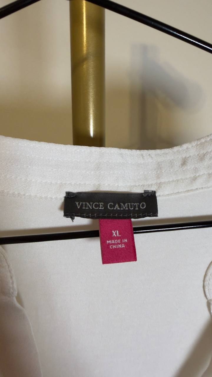 Vince Camuto V-Neck Cap-Sleeve Top White XL NWOT $59