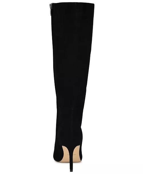 Nine West Cook Tall Stiletto Dress Boots Black 6M Suede Knee High $249 NWB