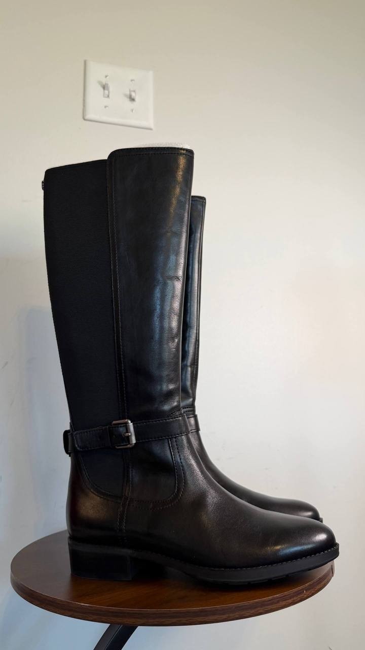 Sam Edelman Perin Women’s Round Toe Boots Black 8M Leather $225 NWB