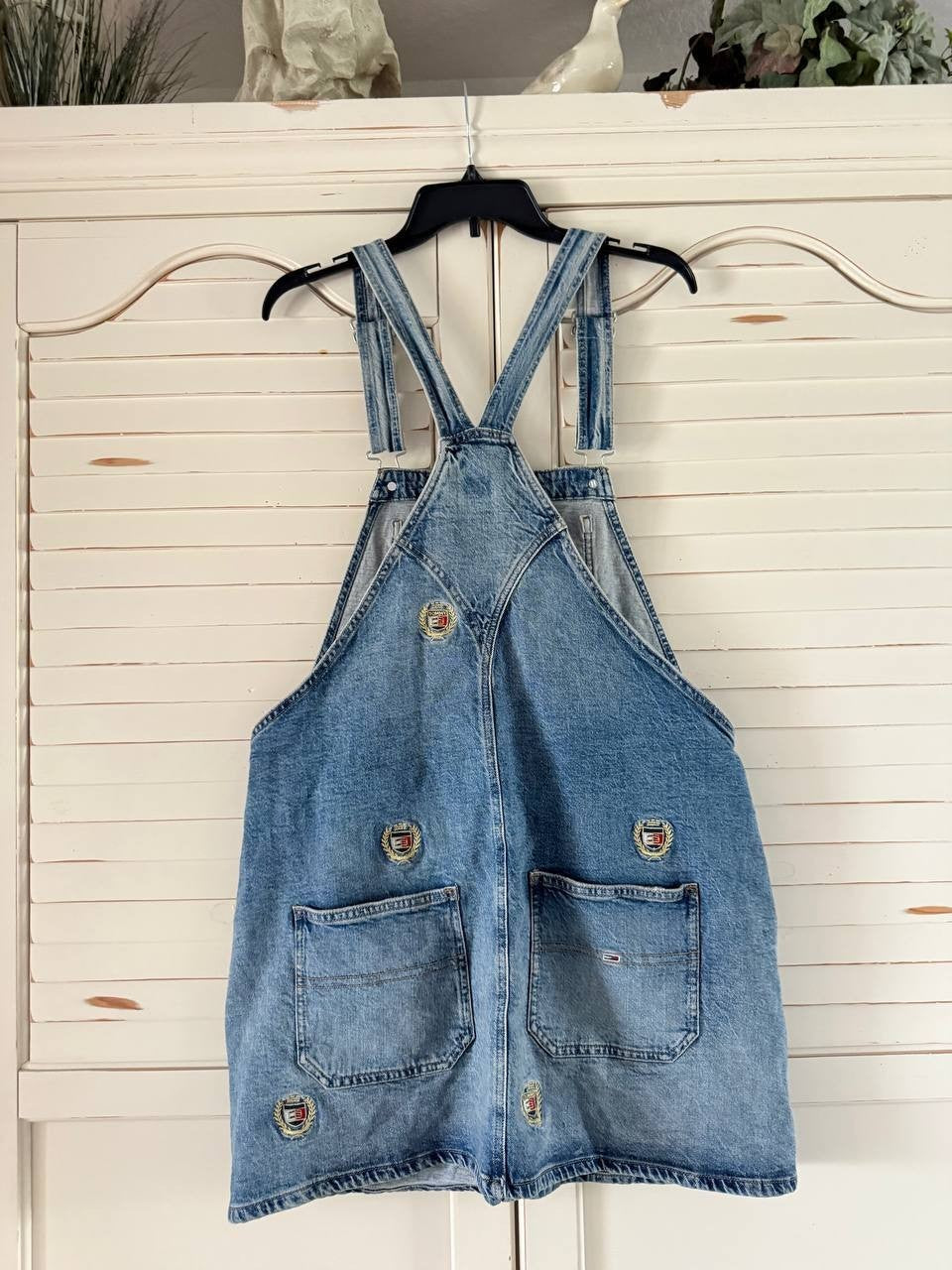 Tommy Hilfiger Embroidered Denim Dungaree Mini Dress XL - Sleeveless NWT