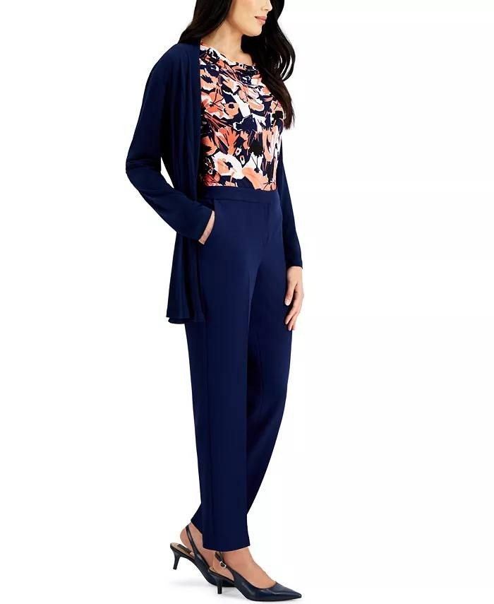Kasper Petite Mid‑Rise Straight‑Leg Pants Navy 2P NWT $79