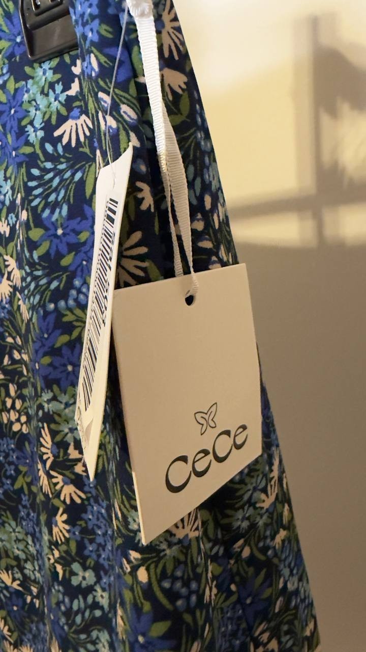 CeCe Women’s Smocked Ruffle Detail Mini Skirt Blue Floral S NWT $69