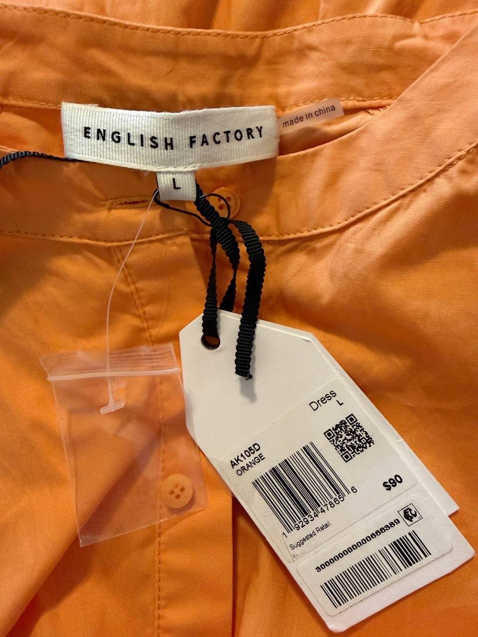 English Factory Puff Sleeve Tiered Midi Dress – Orange – Size L – NWT – $90