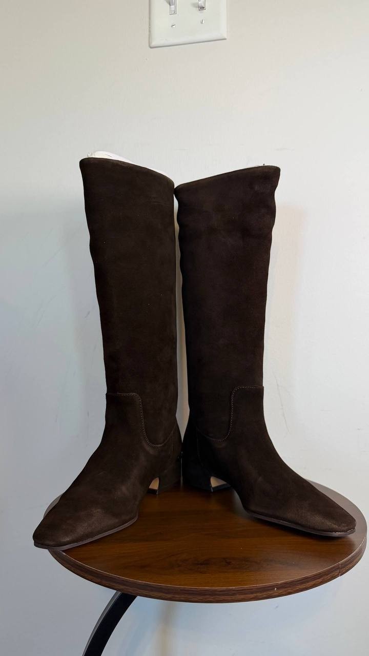 Steve Madden Dantelle Square Toe Knee High Boots Brown 6M Suede $179 NWB